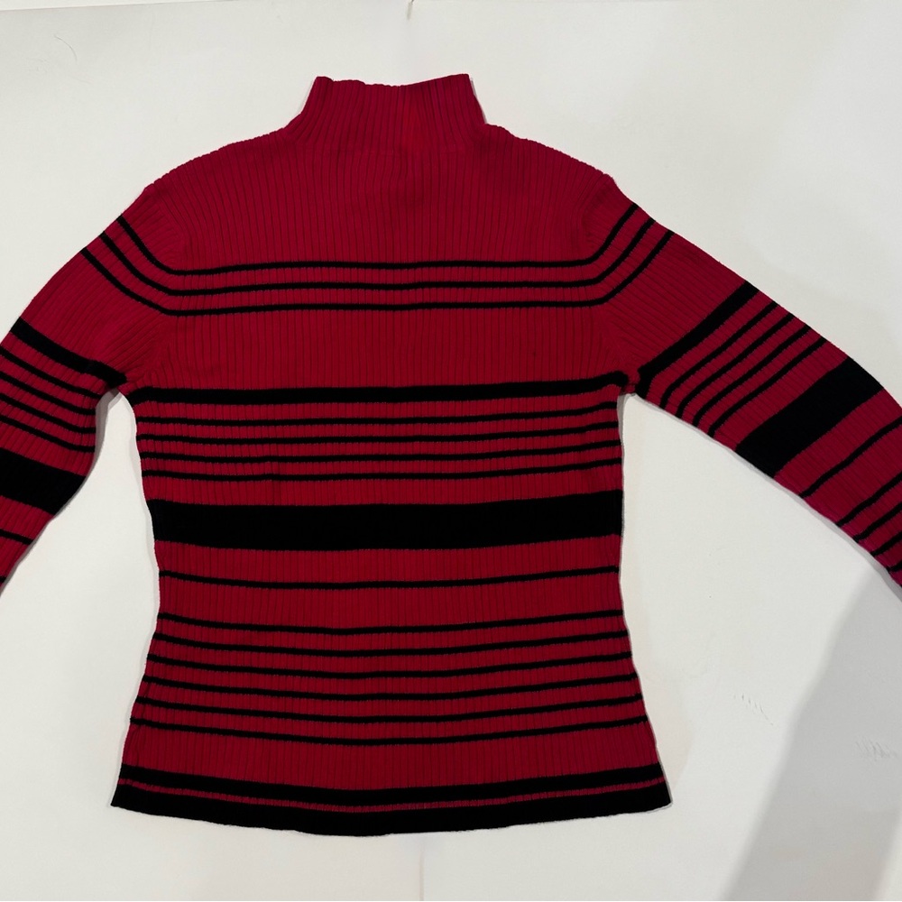 Worthington Red and Black Cowl Neck Sweater